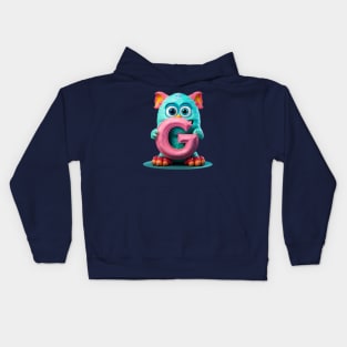 Cute Monster for Kids Alphabet Letter G Funny Back to School Kids Hoodie